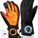 GXCROR Winter Gloves for Men & Women, Waterproof Touchscreen Ski Gloves with 3M Thinsulate -22°F Warmth, Windproof Cold Weather Gloves for Skiing, Snowboard, Snowmobile (Large, Black)