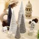 Hoolerry 5 Pack Velvet Christmas Tree Set Gray Xmas Velvet Tree Modern Winter Centerpiece Ornaments for Holiday Entryway Tabletop Farmhouse Wedding Christmas Decorations(Stylish Colors)