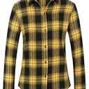 SSLR Flannel Shirts for Women Plaid Shirts Long Sleeve Button Down Shirts Casual (3X-Large, Yellow)
