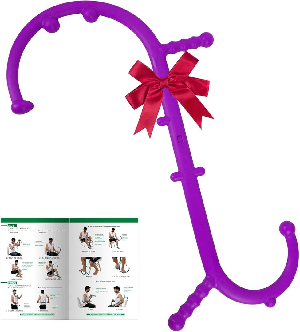 Shrdaepe Massage Trigger Point Cane, Muscle Release Tool Self Massage Hook Cane, Handheld Back, Neck, Shoulder, Leg and Feet Massager Rod, Body Deep Tissue Gifts for Men & Women, Purple