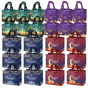 24PCS Ramadan Mubarak Reusable Gift Bags, Assorted Sizes, Treat Bags with Handles, Ramadan Mubarak Party Bags, Multifunctional Non-Woven Eid Bags for Gifts Wrapping, Ramadan Kareem Party Supplies