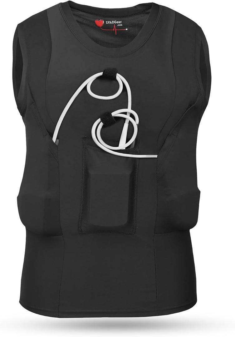 LVAD Women Tank Top for HeartMate 2 & 3  Ultrathin Spandex Mesh, Secure Controller & Battery Pockets, Breathable Comfort (Medium, Black)