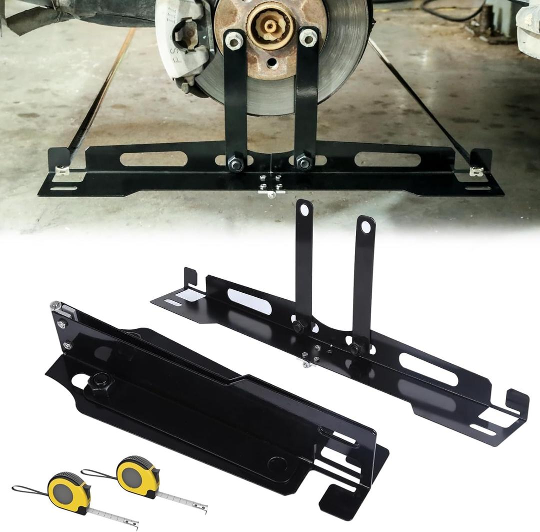 2025 Upgraded Wheel Alignment Tool with Heavy-Duty Steel Design & Enhanced Compatibility, A Pair of Collapsible Toe Alignment Tool Plates, Measurements for Truck, SUV Vehicle (2 Tape Measure)