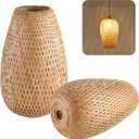 Bamboo Lamp Shade, 2-Pack Hand-Woven Bamboo Rattan Hanging Light Shade,D 9.05" Rattan Table Lamp Shade for Floor Lamp, Wall Sconces Light Cover Table Light,Pendant light