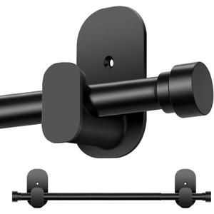 TONIAL Curtain Rods No Drilling for Windows from 54 to 82 Inches, 5/8 Inch Curtain Rod 32 to 86 inch with Adhesive Brackets without drilling, Renter Apartment Friendly Adjustable Drapery Rods, Black