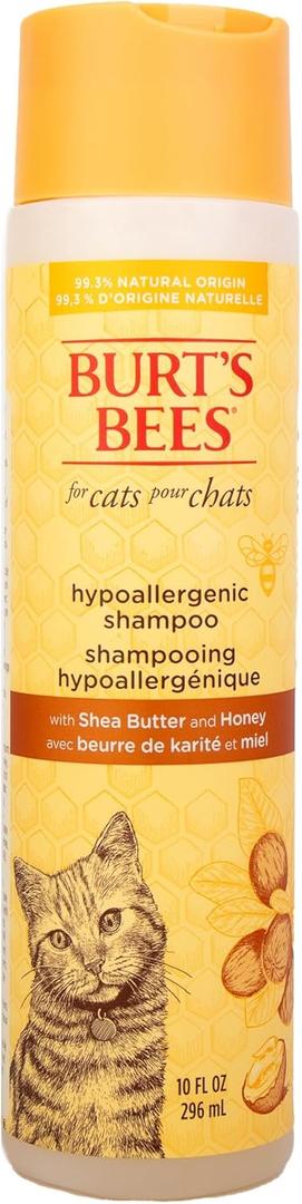 Burts Bees for Pets Hypoallergenic Cat Shampoo with Shea Butter and Honey, Gentle Kitten Shampoo for Indoor Cats with Dry or Sensitive Skin, Cat Bathing Supplies, 10 Fl Oz