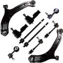 SCITOO 10pcs Suspension Kit Front Lower Control Arm Inner Outer Tie Rod End Front Rear Sway Bar Links Fit 2000-2005 For Hyundai Accent