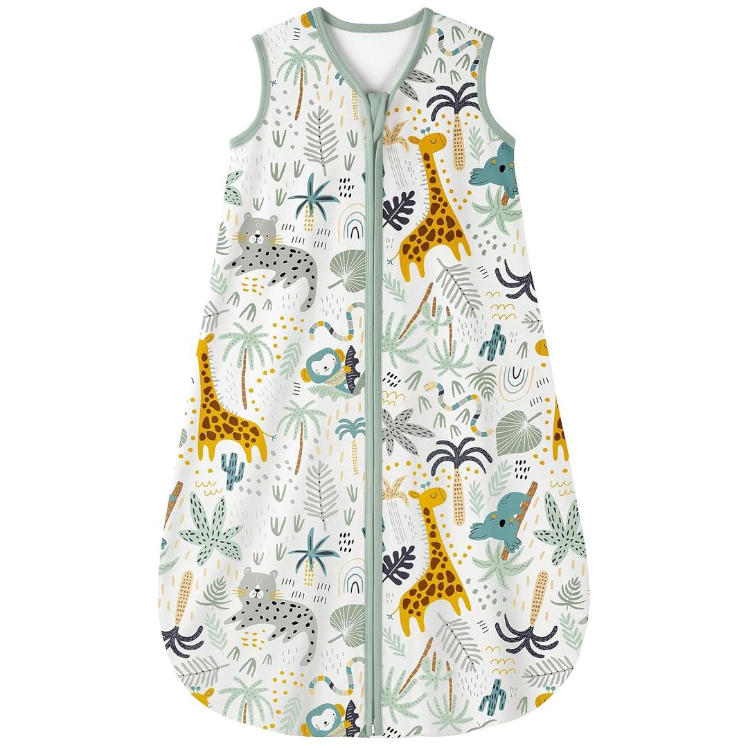 Yoofoss Baby Sleep Sack 12-18 Months 0.5 TOG Baby Wearable Blanket, 100% Organic Cotton Infant Toddler Sleeping Sack 2-Way Zipper Lightweight Sleep Sack, Giraffe (Large)