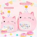 Cute Cat Plush Birthday Gifts for Girls, Soft Cat Plushies Toy Pink Pillow Cat Stuffed Animals Gift for Girlfriend Kids Birthday 8" Cat Stuffed (Small Cat Plush)