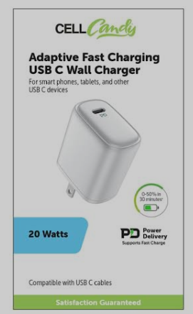 CELL CANDY Adaptive Fast Charging USB C WALL CHARGER