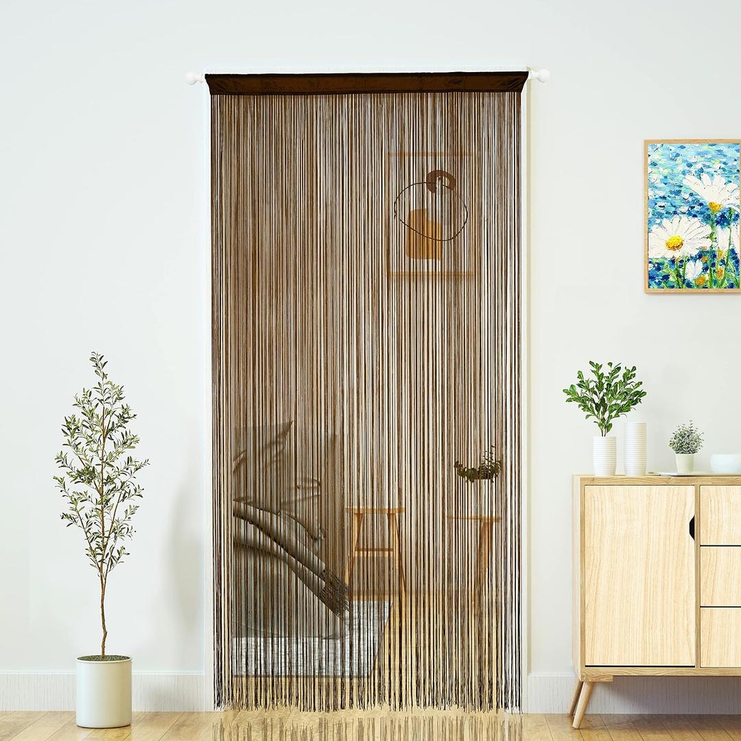 Doorway String Curtain Door Curtains,Boho Hippie Hanging Patio Tassels Screen Room Decor Bedroom Wall Window Closet Kitchen Living Room Fringe Divider Panel Laundry Room (3979in/100200cm, Coffee)