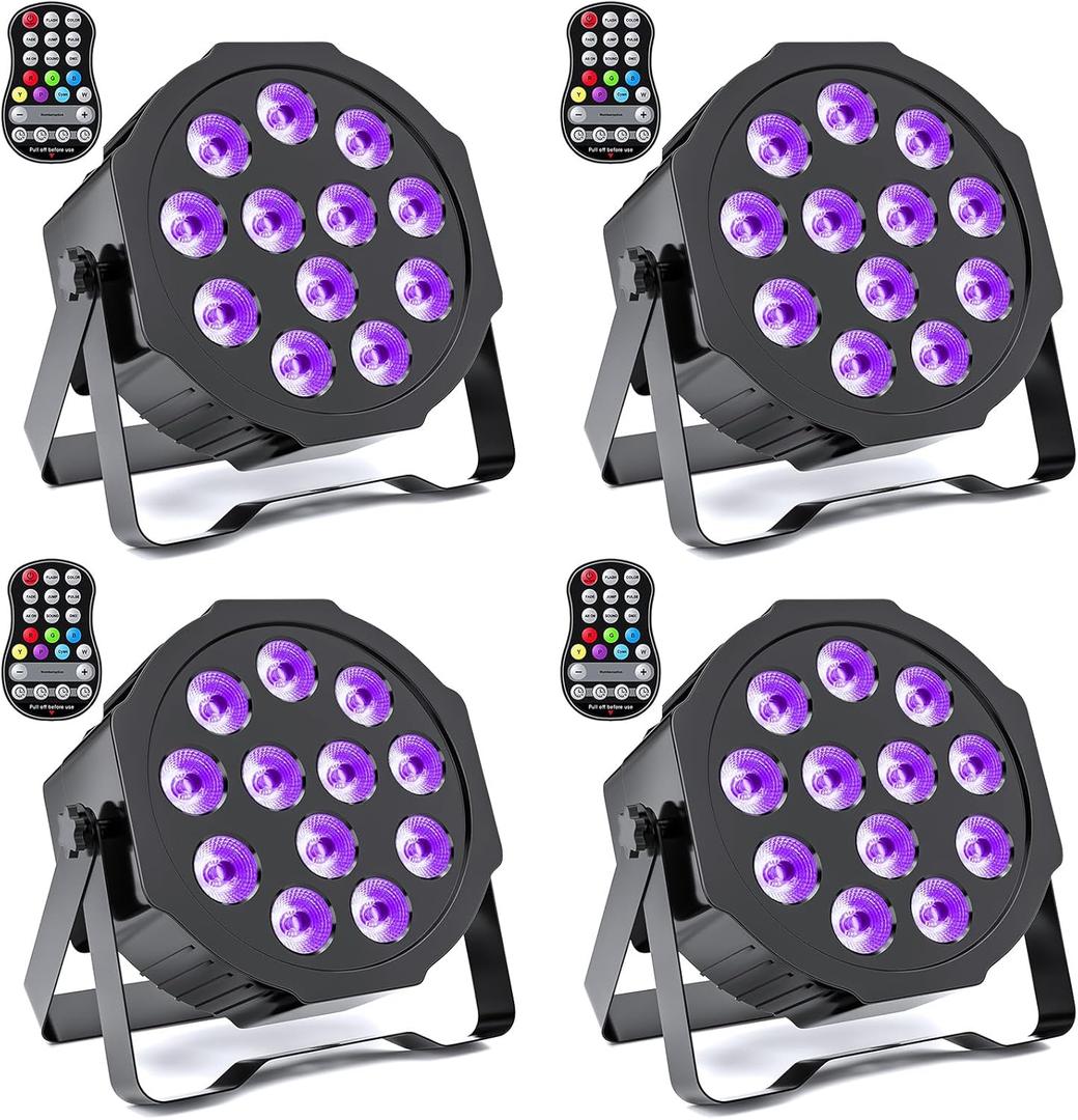 Rechargeable Par Lights Uplights RGBWA+UV 6-in-1 LED Battery Powered Stage Lights with Remote & DMX Control, Sound Activated for Festivals, Weddings, Bars, Churches, DJ
