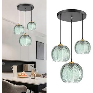 Modern Style Battery Operated Pendant Light,Battery Ceiling Light fixtures with Rechargeable Bulbs Remote Control 10 Colors Modes Dimmable Kitchen Island Hanging Light(3 Light)