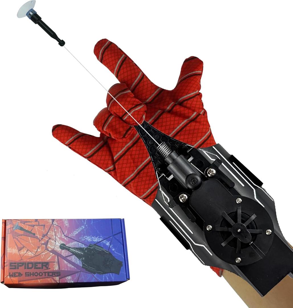 Spider Silk Launcher for Kids,Web Shooters- USB Type c Charging, Launch Distance 8ft - Can Grab Small Objects-Variety of Play Modes ((Black))