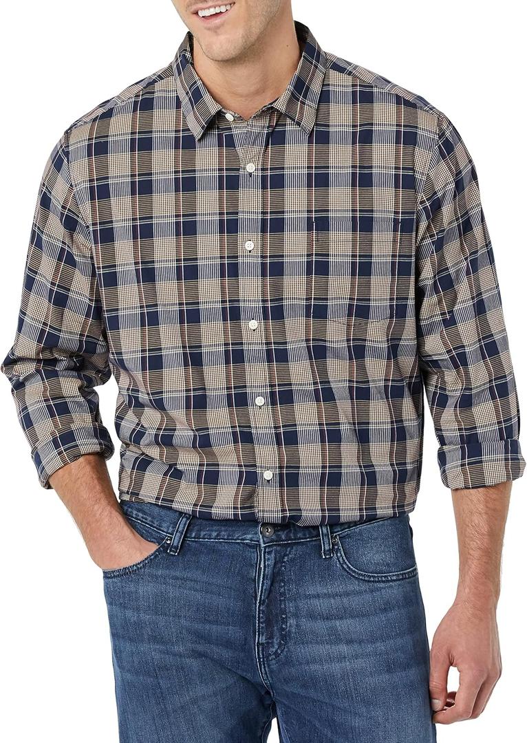 Amazon Essentials Men's Long-Sleeve Regular-fit Stretch Poplin Shirt (XS)
