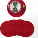 Set of 4 Decorative Round Placemat 15 Inch Soft Linen eco-Friendly Fabric Handcrafted Machine Washable Indoor & Outdoor Tablemat Burgundy