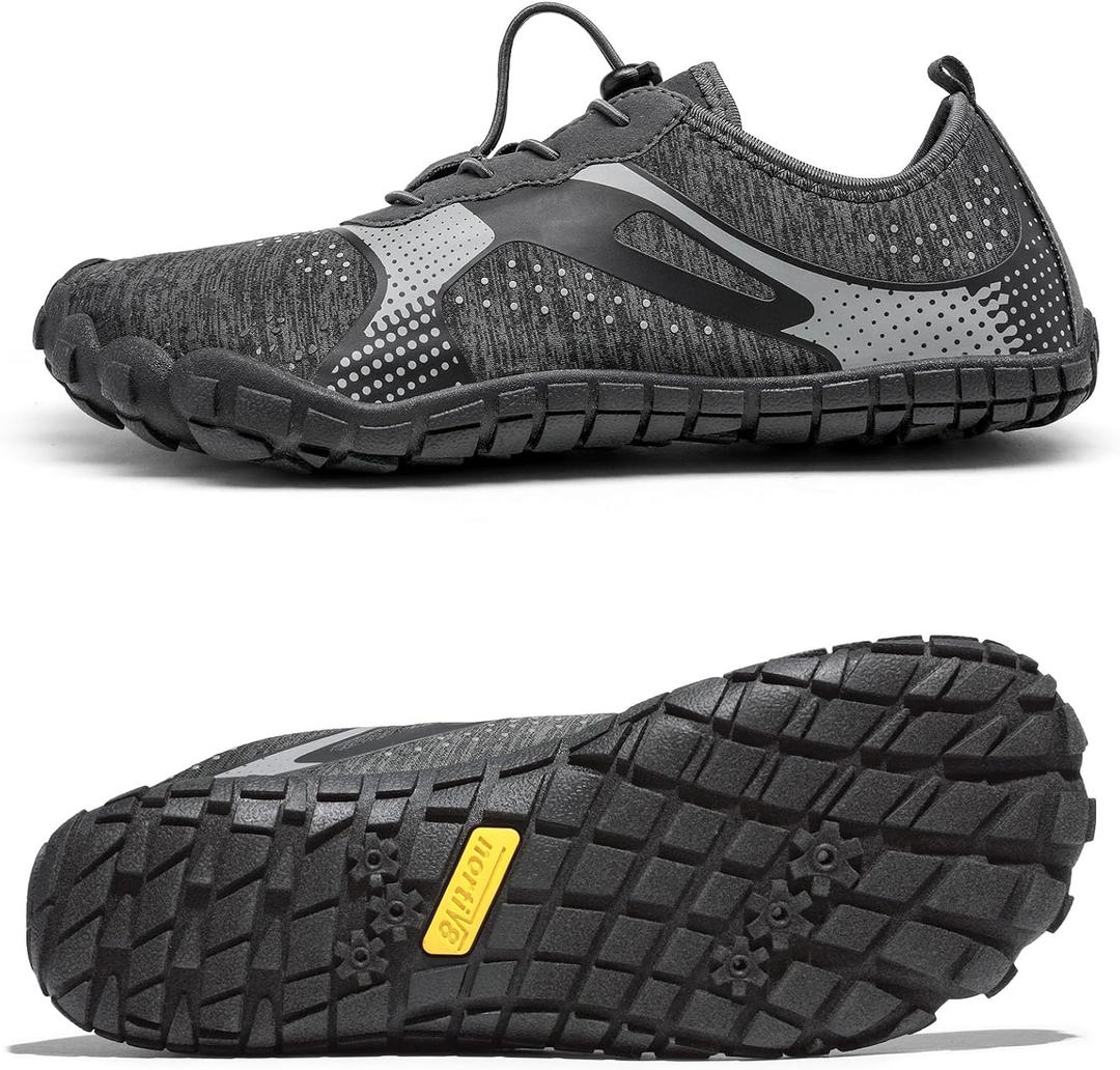 NORTIV 8 Men's Water Shoes Barefoot Athletic Lightweight Sports Aqua Shoes Outdoor Swim Fishing Hiking Diving Surf Walking Water Shoe TREKMAN (6.5, Dark/Grey)