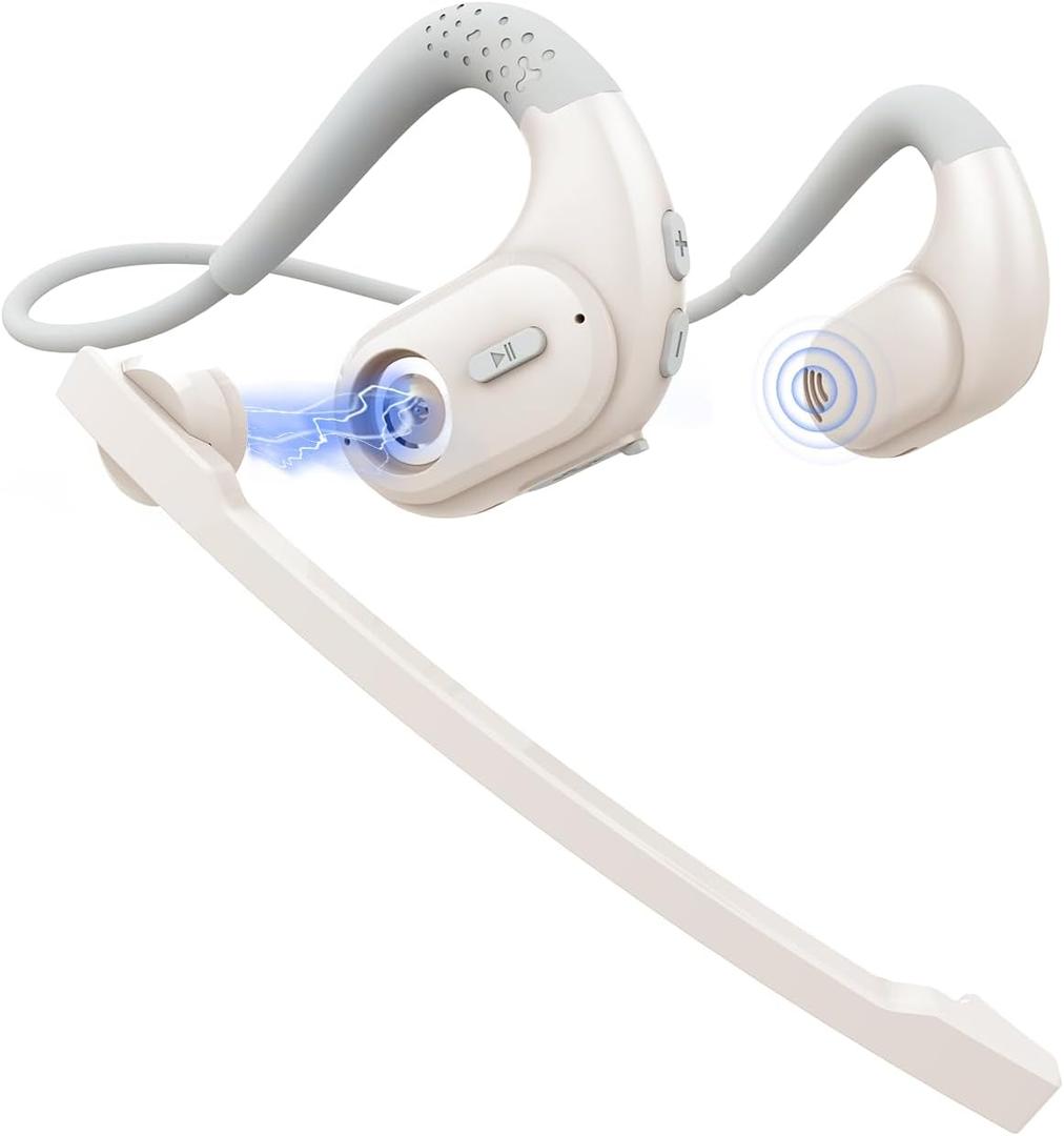 BANIGIPA Bluetooth Headset with Removable Microphone, Wireless Headset w/DSP Noise Cancelling for Phones Laptop Computer PC, Open Ear Headphones for Working Driving Running Cycling Driving -12 Hrs