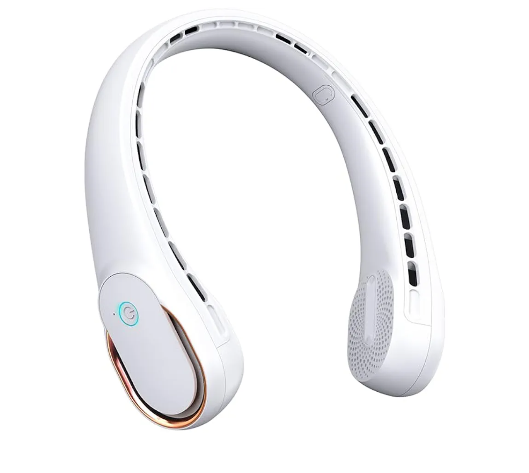 FrSara Neck Fan, Portable Personal Fan Strong Wind, 5200mAh, Air Volume,360° Cooling, No Hair Twisting, Air Volume On 2 Sides, Non-Slip, Quick Charge, Long Use Time, Gift for Father, Dad, Women
