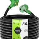 RVMATE 30 Amp 75 Feet RV Power Extension Cord with Easy Plug-in Handle, TT-30P to TT-30R, LED Indicator, 10 AWG, ETL Listed