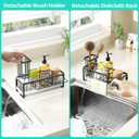 HapiRm Sponge Holder for Kitchen Sink - Self-draining Sink Caddy with Brush and Dishcloth Holders, Stainless Steel Kitchen Organizer for Countertop - Green