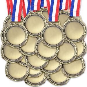 Sasylvia Blank Award Medals with Neck Ribbons Create Your Own Medals Kit Cheer Medals Winner Medals Participation Trophy Metal Gifts for Soccer Football Party Game (Bronze)