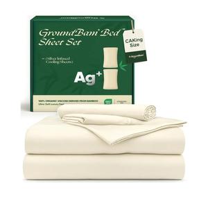 GroundBam Silver Infused Bed Sheets Set, (White, CA King)