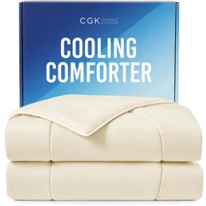 Cooling Comforter Full/Queen Size - Cooling Blanket for Hot Sleepers & Night Sweats - Summer Comforter for Full & Queen Size Beds - Soft, Cozy, Breathable Cold Blanket for Sleeping - 90x90 (Off White)