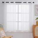 PI Small Sheer Curtains 63 Inch Length,Light Filtering Airy Voile Curtain for Small Window/Kitchen 2 Panels (W52 X L63, Beige)
