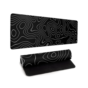 Large Topographic Map Gaming Mouse Pad for Desk Black Desk Pad with Non-Slip Rubber Base Stitched Edge Desk Organizers and Accessories Desk Decor