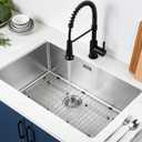 AWOKE Sink Rack for Bottom of Sink, 26" x 14" Sink Protectors for Kitchen Sink, 304 Stainless Steel Heavy Duty Metal Wire Grate for Single Bowl Farmhouse Sink Bottom,Soft Rubber Feet (Rear)