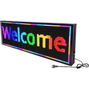 JBS P10 Outdoor Programmable Led Sign Scrolling Store Advertising Indoor Signs Open for Businesses Message Board Digital WiFi Control Display Screen Menu Board Bar Light Custom Banner Word39"14" (P10 39x14x2Outdoor & Indoor, full color)