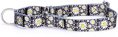 Pimaodog Heavy Duty Nylon Dog Collar, Adjustable Martingale Dog Collar for Walking Training Boy and Girl Dogs Medium Large Dogs (XL:53-62CM, Little Daisy) Pack of 3 