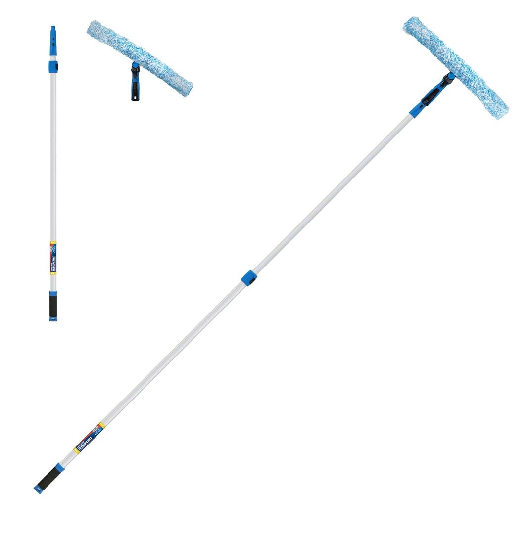 Unger Professional 18 Professional Grip Microfiber Window Scrubber with 8 Connect & Clean Pole - Window Cleaning Supplies, Household Cleaning Tools, High-Access Window Cleaning Tool
