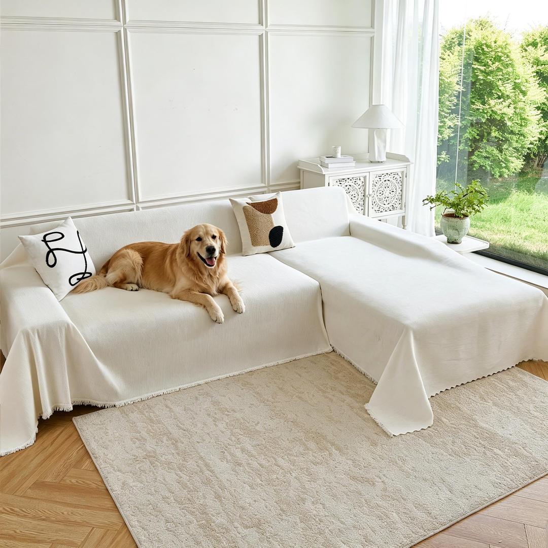Waterproof Sectional Couch Covers,L Shaped Couch Covers for Pets Washable Sofa Covers for Dogs Sofa SlipCover for Sectional Couches Protector Covers for Living Room (71" x 118" + 91" x 134", Beige)