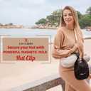 Magnetic Hat Clip for Travel on Bag | Fashionable Travel Accessories For Women | Leather Hat Holder With Strong Magnet For Handbags, Purses, Backpacks, Luggage, And Totes (Black)
