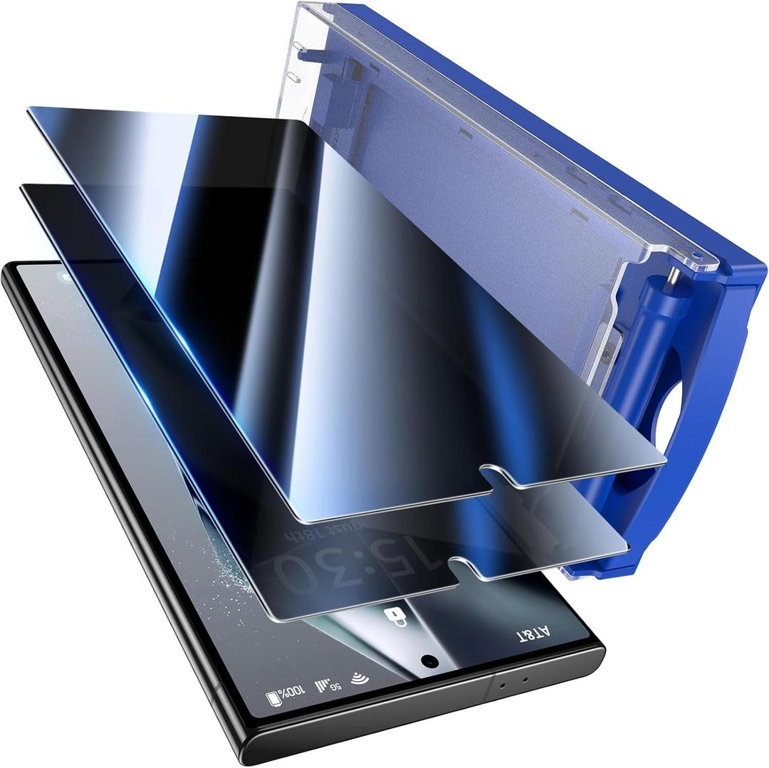 UniqueMe 2 Pack for Samsung Galaxy S24 Ultra Privacy Screen Protector, [Dust-Free Kit] Auto-Positioning Bubble Free Easy installation 3D Curved Full Coverage [Not Glass][Support Fingerprint Unlock]