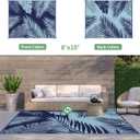 GENIMO Outdoor Rug 8' x 10' Waterproof for Patios Clearance, Reversible Outdoor Plastic Straw Camping Rug Carpet, Large Area Rugs Mats for RV, Camper, Deck, Balcony, Porch, Beach, Navy Blue&Baby Blue
