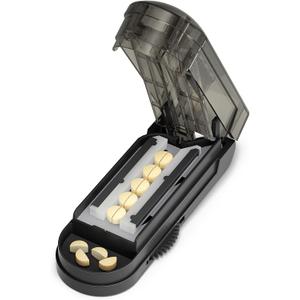 ONE PIX Pill Cutter Splitter for Small and Tiny Pills, Professional Adjustable Pill Cutter with Hidden Stainless Steel Blade, Safely Cuts Multiple Pills at Once, Grey