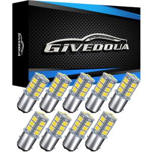 GIVEDOUA 1157 LED Car Bulb, BAY15D 7528 2057 2357 LED Replacement Light Bulbs for 12V RV Car Camper Trailer Brake Lights, Super Bright 5050 18-SMD 6000K White, 9 pcs