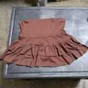 Women's Layered Ruffle Skirts Lettuce Trim High Waisted A Line Y2K Mini Skirt Shorts, Brown, Size: L