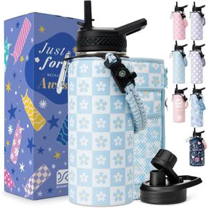 DYSANKY Water Bottle Gift Insulated Stainless Steel Bottle with Carrier Bag, Strap & Gift Box BPA-Free Ideal for Hiking, Camping & Travel 32 oz