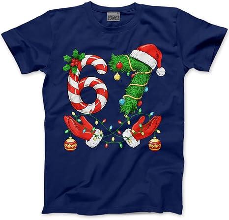 HotScamp 6-7 Christmas Top for Kids, Teens and Adults – 67 Xmas Santa Hands 6 7 Slogan T-Shirt - Six Seven Graphic Tee Festive Meme Christmas Jumper Day Tshirt Small
