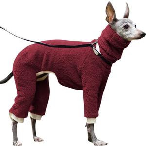Esobo Fashion Winter Dog Warm Coat Jacket Four-Legged Neck Warm Pet Sweaters for Small Medium Large Dogs (Wine red)