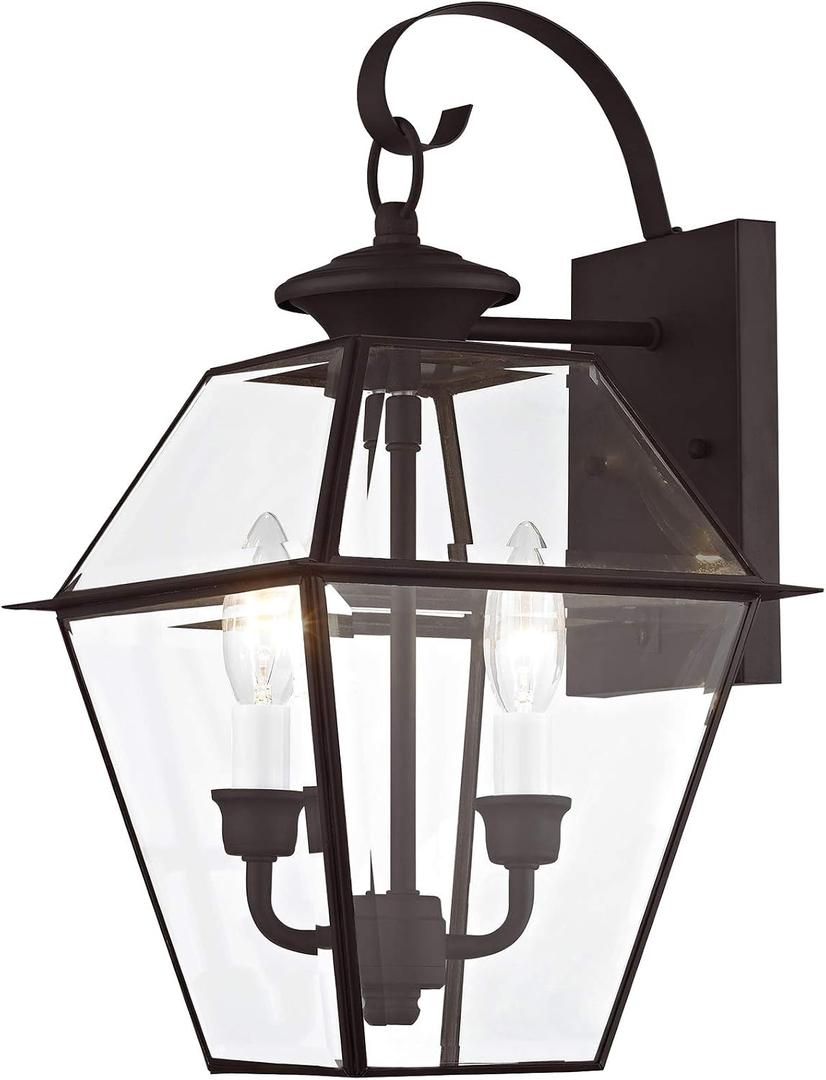 Livex Lighting 2281-07 Westover 2-Light Outdoor Wall Lantern, Bronze, 16.5" x 9" x 10"