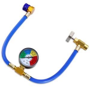 AC U Charge Hose with Gauge Car Refrigerant R134a Recharge Tool Kit Auto Air Conditioner Charging Hose 100PSI Low Pressure Measuring Meter R134a Can Tap Quick Coupler