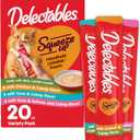 Delectables Squeeze Up Catnip Variety Pack, Creamy Squeezable Puree, Lickable Wet Cat Treats, Grain Free, No Added Fillers, No by-Products, No Added Preservatives, 0.5 Ounces Tube, 20 Tubes Total Best Before June 18, 2027
