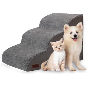 Aodisman 3-Step Dog Ramp and Stairs for Sofa and Chair - Non-Slip Sturdy Pet Steps for Small Dogs and Cats,15.7" H,Grey