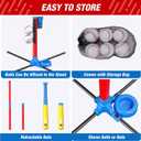 QDRAGON 4 in 1 Tball Set for Toddlers 3-5 with Toss and Catch Ball Set/ 2 Bats, Hanging Tee Ball Stand with Auto Pitching Machine, Indoor Outdoor Sport Toys Christmas Birthday Gifts for Boys Girls