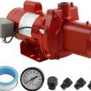 RJS-100-PREM Premium Cast Iron Shallow Well Jet Pump | 1 HP, 23 GPM, 115/230 Volt, for Home, Agriculture, Irrigation, 602208, Red